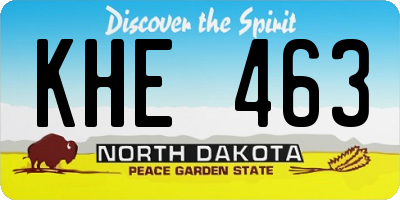 ND license plate KHE463