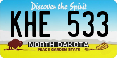 ND license plate KHE533