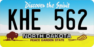 ND license plate KHE562