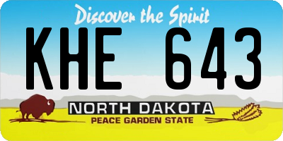 ND license plate KHE643