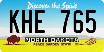 ND license plate KHE765