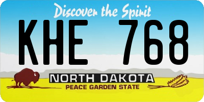 ND license plate KHE768