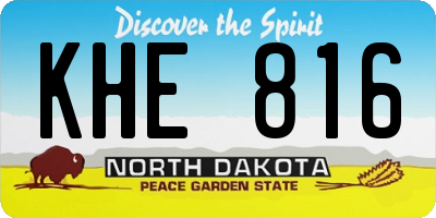 ND license plate KHE816
