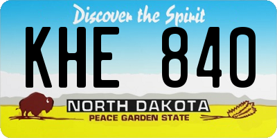 ND license plate KHE840