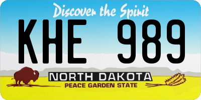 ND license plate KHE989