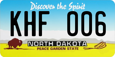 ND license plate KHF006