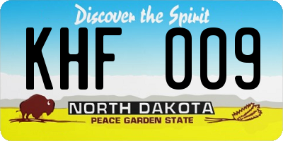 ND license plate KHF009