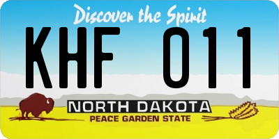 ND license plate KHF011