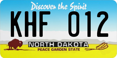 ND license plate KHF012