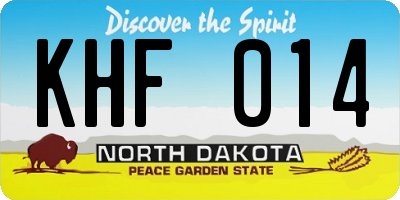 ND license plate KHF014