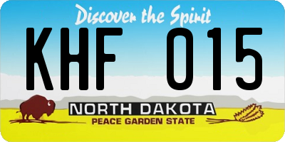 ND license plate KHF015