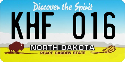 ND license plate KHF016