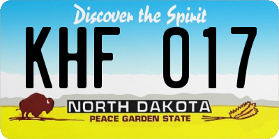 ND license plate KHF017