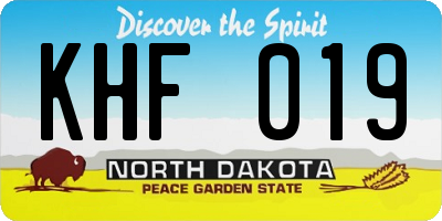 ND license plate KHF019