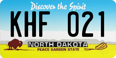ND license plate KHF021