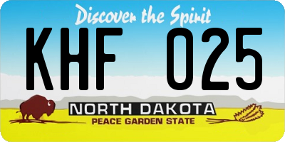 ND license plate KHF025