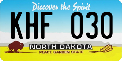 ND license plate KHF030