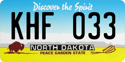 ND license plate KHF033