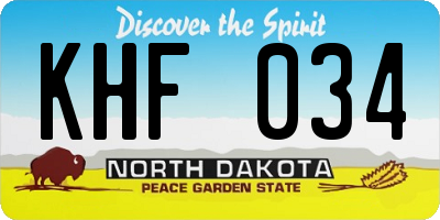 ND license plate KHF034