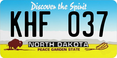ND license plate KHF037