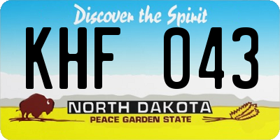 ND license plate KHF043