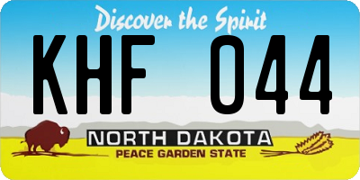 ND license plate KHF044