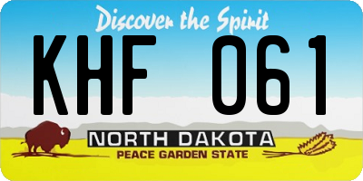 ND license plate KHF061