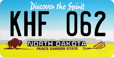 ND license plate KHF062