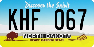 ND license plate KHF067