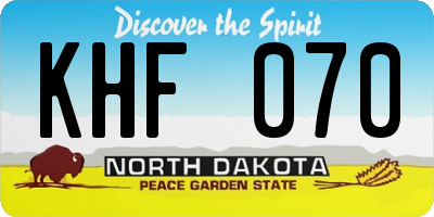ND license plate KHF070