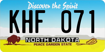 ND license plate KHF071
