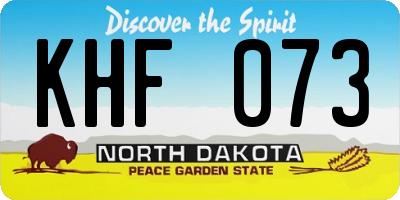 ND license plate KHF073