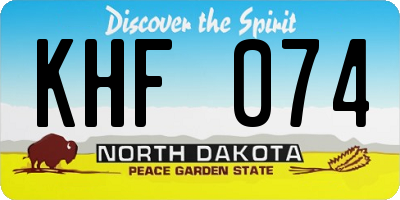 ND license plate KHF074