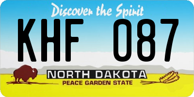 ND license plate KHF087