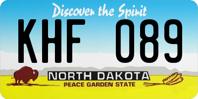 ND license plate KHF089