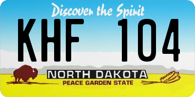 ND license plate KHF104