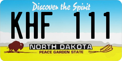 ND license plate KHF111