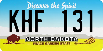 ND license plate KHF131