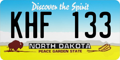 ND license plate KHF133