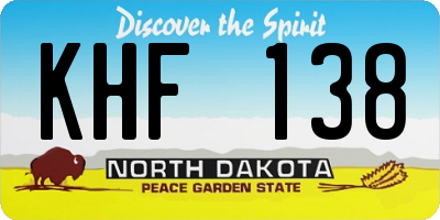 ND license plate KHF138
