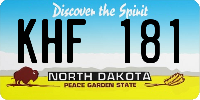 ND license plate KHF181