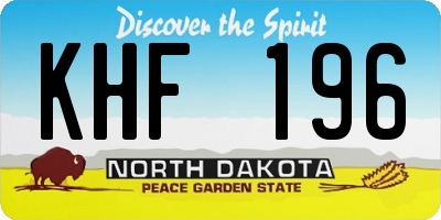 ND license plate KHF196