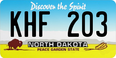 ND license plate KHF203