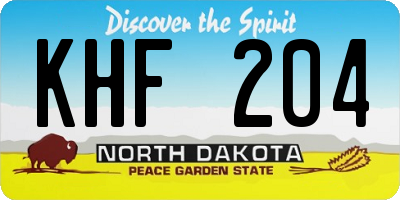 ND license plate KHF204
