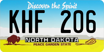 ND license plate KHF206