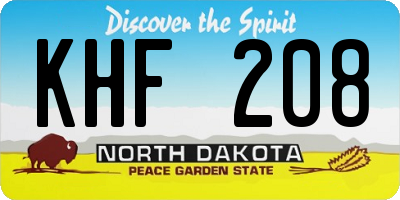 ND license plate KHF208