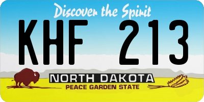 ND license plate KHF213