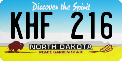ND license plate KHF216