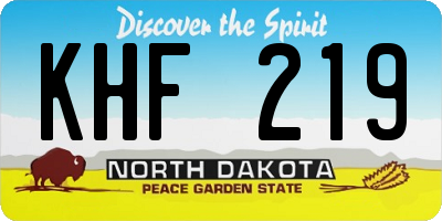 ND license plate KHF219