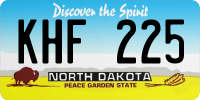ND license plate KHF225